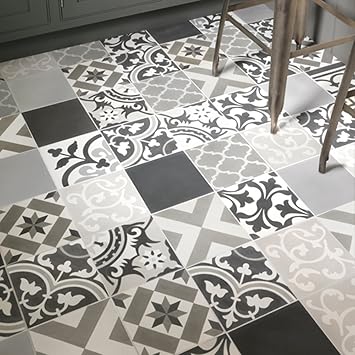 Ca Pietra Zement Encaustic Patchwork Grau Muster Fliesen Amazon De Baumarkt