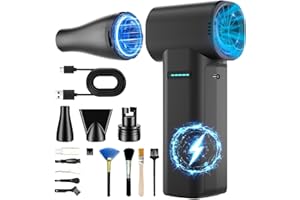 PinoTec Electric Air Duster,300000RPM, max 1.1lbs Wind Force Brushless Motor, Super Power Compressed Air Duster, 3-Gear Dust 