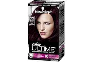 Schwarzkopf Color Ultime Hair Color, 3.3 Amethyst Black, 1 Application - Permanent Black Hair Dye for Vivid Color Intensity and Fade-Resistant Shine up to 10 Weeks
