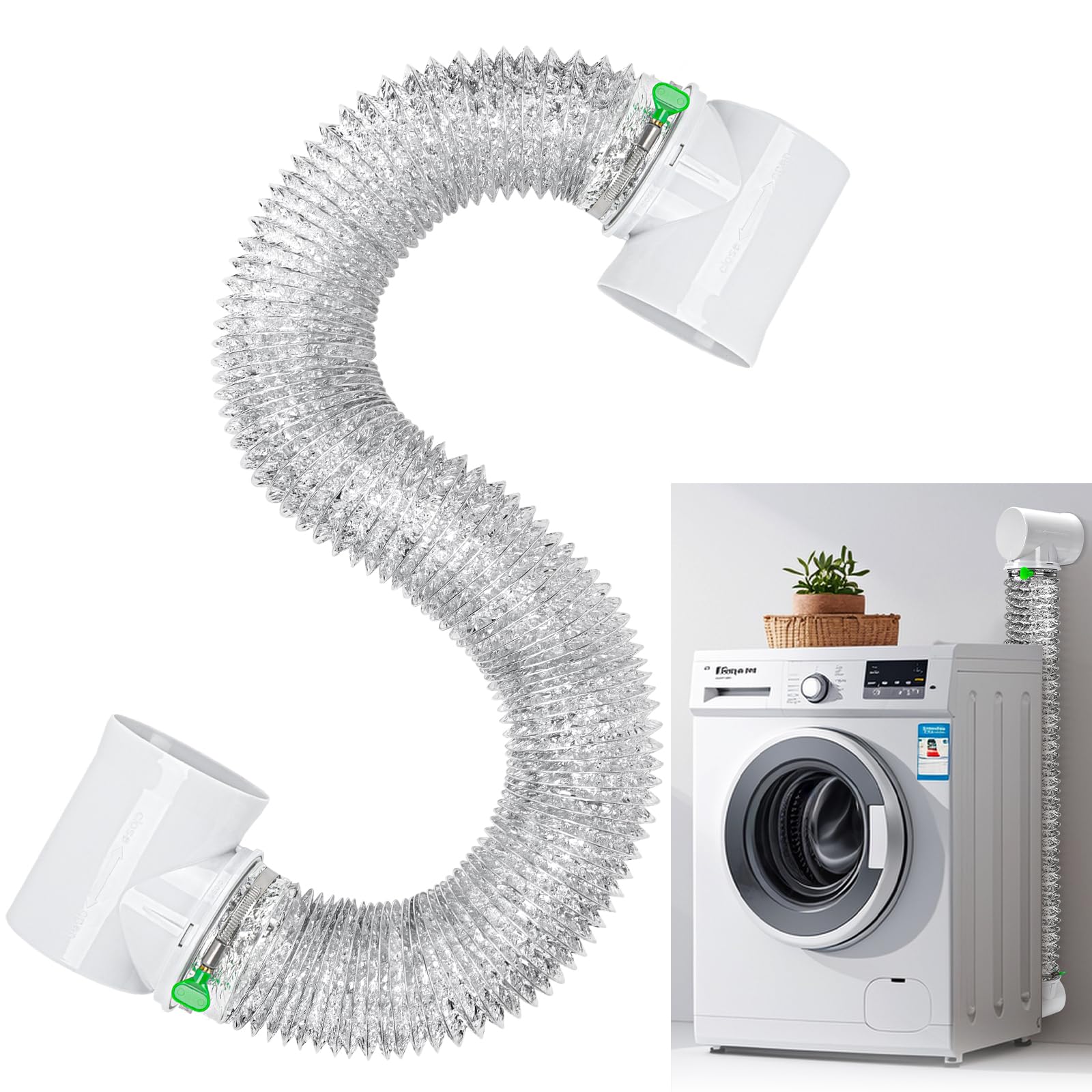 Photo 1 of 90 Degree Dryer Vent Elbow(2 Pcs) with 4" Dryer Hose10ft,Dryer Vent Connector Kit,Dryer Vent Duct Connector,90 Degree Dryer Vent Tight-Fit Connector Elbow for 4 Inch Dryer Duct Vent Hose.