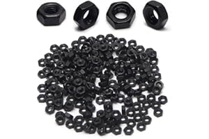 MRIUUOD 100pcs M4-0.7 Hex Nuts, Carbon Steel, Black Oxide, M4 x 0.7mm Tiny Nuts, Hex Drive, Metric, Right Hand, 7mm Width, 3.2mm Height, Small Replacement Nut for RC Car 3D Printer