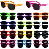 24 Pack 12 Color Neon Sunglasses Party Favors,80’s Retro Style Perfect Colorful Novelty Sun glasses Set for Birthday Party Supplies,Beach,Pool Party Favors,Party Toys,Goody Bag Favors for Kids Adults