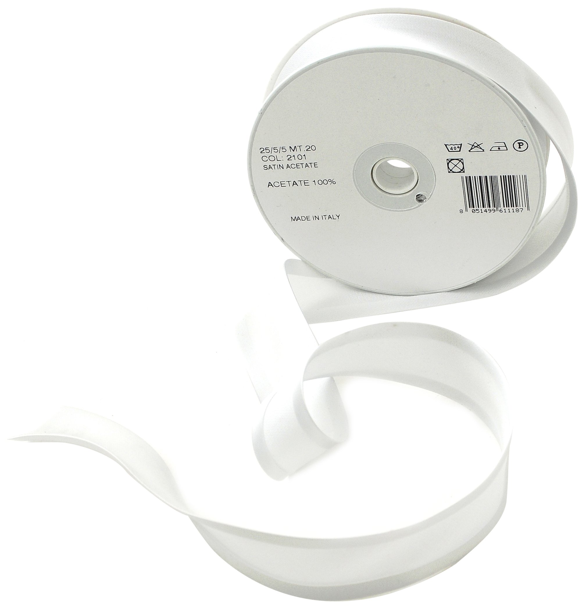 Inastri Trimz Acetate Satin Bias Binding Tape, 25mm Width, Silver (Color 2101) – Silky Double-Fold Edging for Dressmaking, Bridal & Crafts