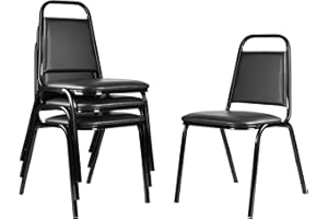 OEF Furnishings OEF9100 Series Banquet Chairs Premium Commercial Seating (4 Pack, Vinyl, Panther Black, Black Frame)