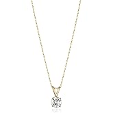 Amazon Essentials 14k Gold Adjustable Prong Set Round-Cut Diamond Pendant , (previously Amazon Collection)