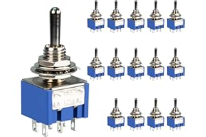 GENERIC VIBICCK 15PCS SPST Mini Toggle Switch Miniature 6-Pin 3 Position ON/Off/ON Micro Rocker Switches 6A 125V MTS-203 (6 Pin ON/Off/ON 15pcs)