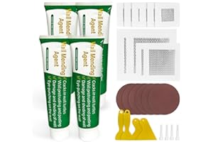 Drywall Patch Spackle Repair Kit - 4×100g Mending Agent + 6 Sandpapers + 4 Scrapers + 10 Wall Patches, Quick Dry for Cracks &