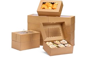 Moretoes 28pcs Cookie Boxes with Window, 9x6x3 Inch Brown Bakery Boxes Pastry Containers for Chocolate Covered Strawberries, Candy, Muffins, Donuts