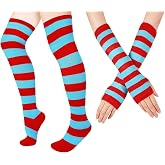 Junely Thigh High Socks and Fingerless Gloves Cosplay Costume Accessories | Over the Knee Stockings Extra Long Thigh Highs and Arm Warmers Set Halloween Christmas St Patricks Day