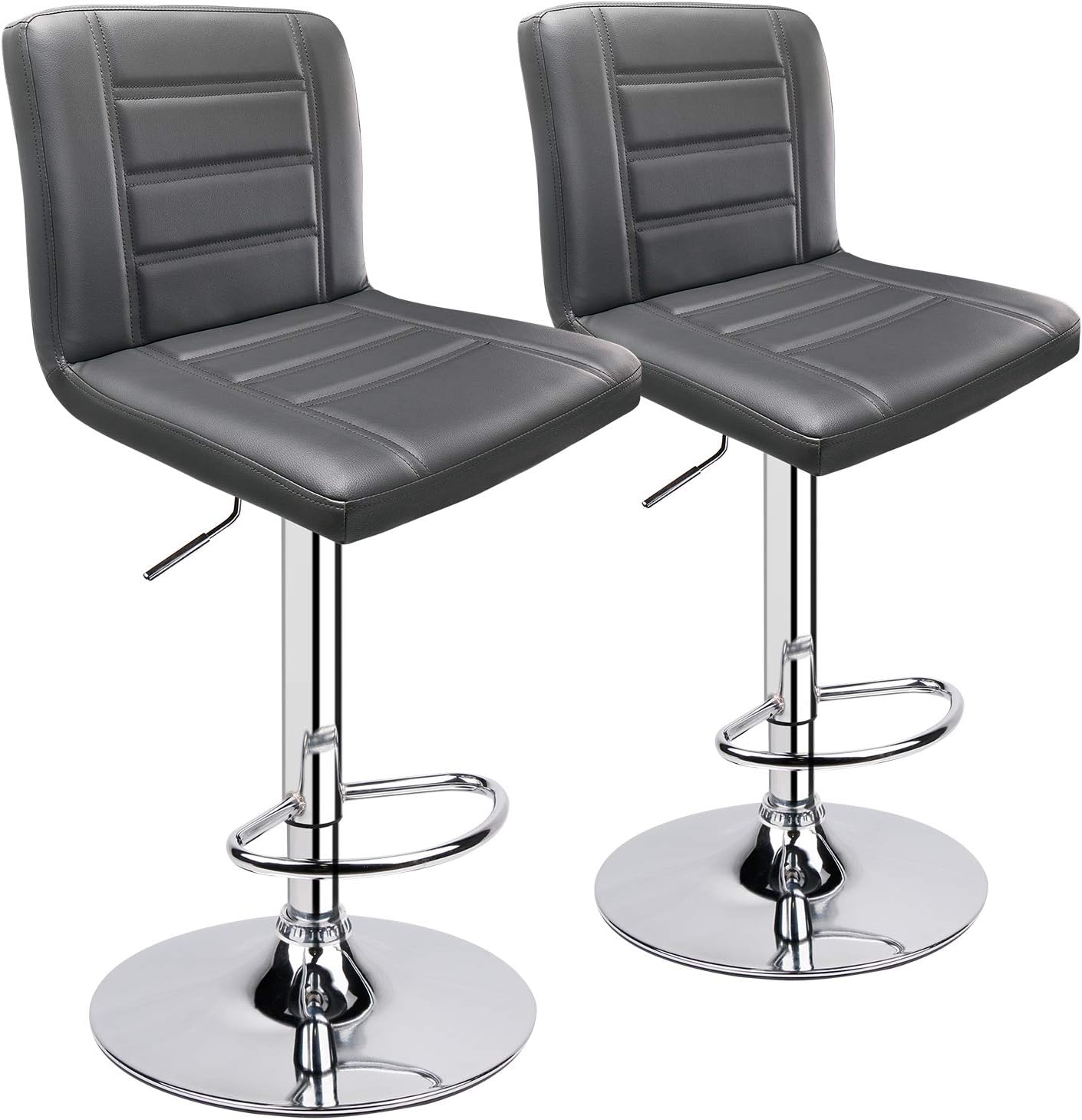 Leopard Bar Stools Set of 2, Modern Adjustable Bar Stool with Back, Swivel Barstool (Grey)