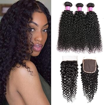 Kinky curly hair with closure Clearance