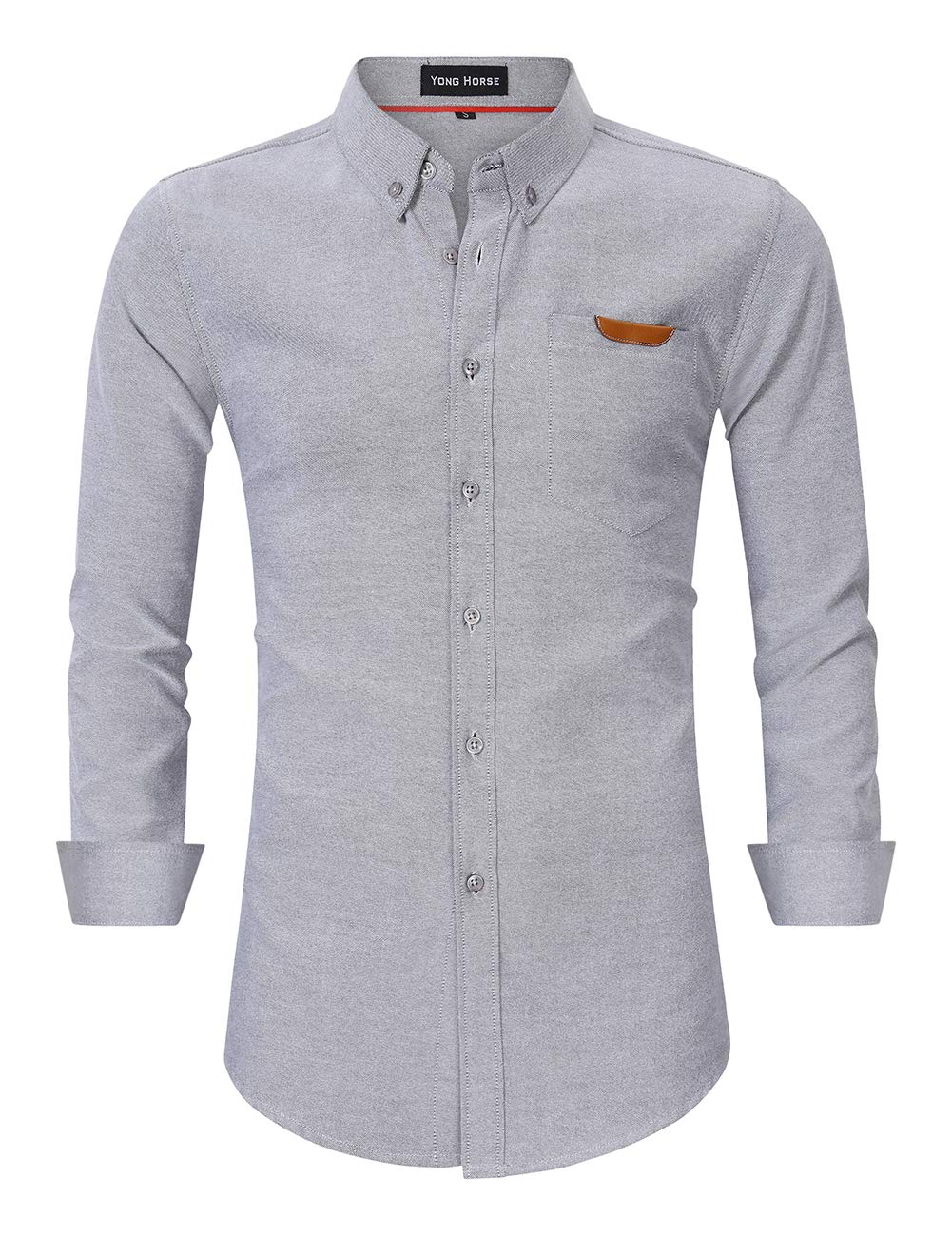 Men\'s Casual Slim Fit Button Down Dress Shirt Long Sleeve Solid Oxford Shirts (XX-Large, Grey)