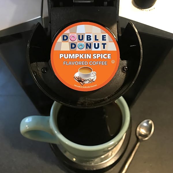 DOUBLE DONUT COFFEE PUMPKIN SPICE COFFEE PODS, SINGLE SERVE COFFEE FOR KEURIG K CUPS MACHINES, MEDIUM ROAST PUMPKIN,24 COUNT