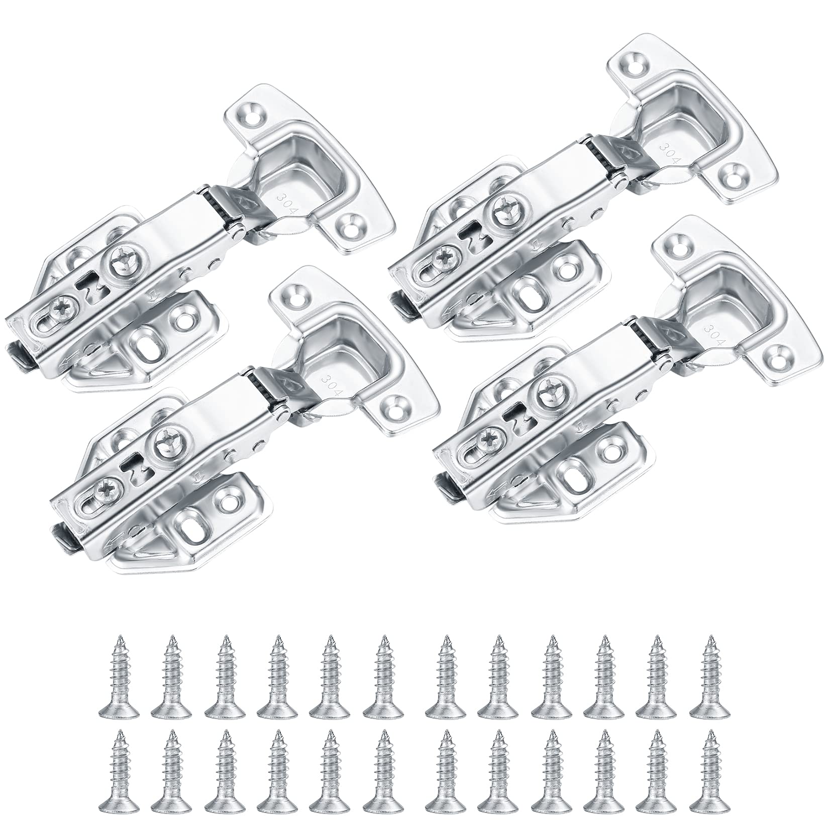 4 Pcs Kitchen Units Door Hinges, Soft Close Cupboard Wardrobe Doors Hinges, Folding Doors Hinge with Screws, Full Overlay Mute Cabinet Hinges — image 1