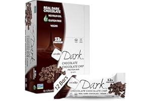 NuGo Dark Chocolate Chocolate Chip, 12g Vegan Protein, 200 Calories, Gluten Free, 12 Count