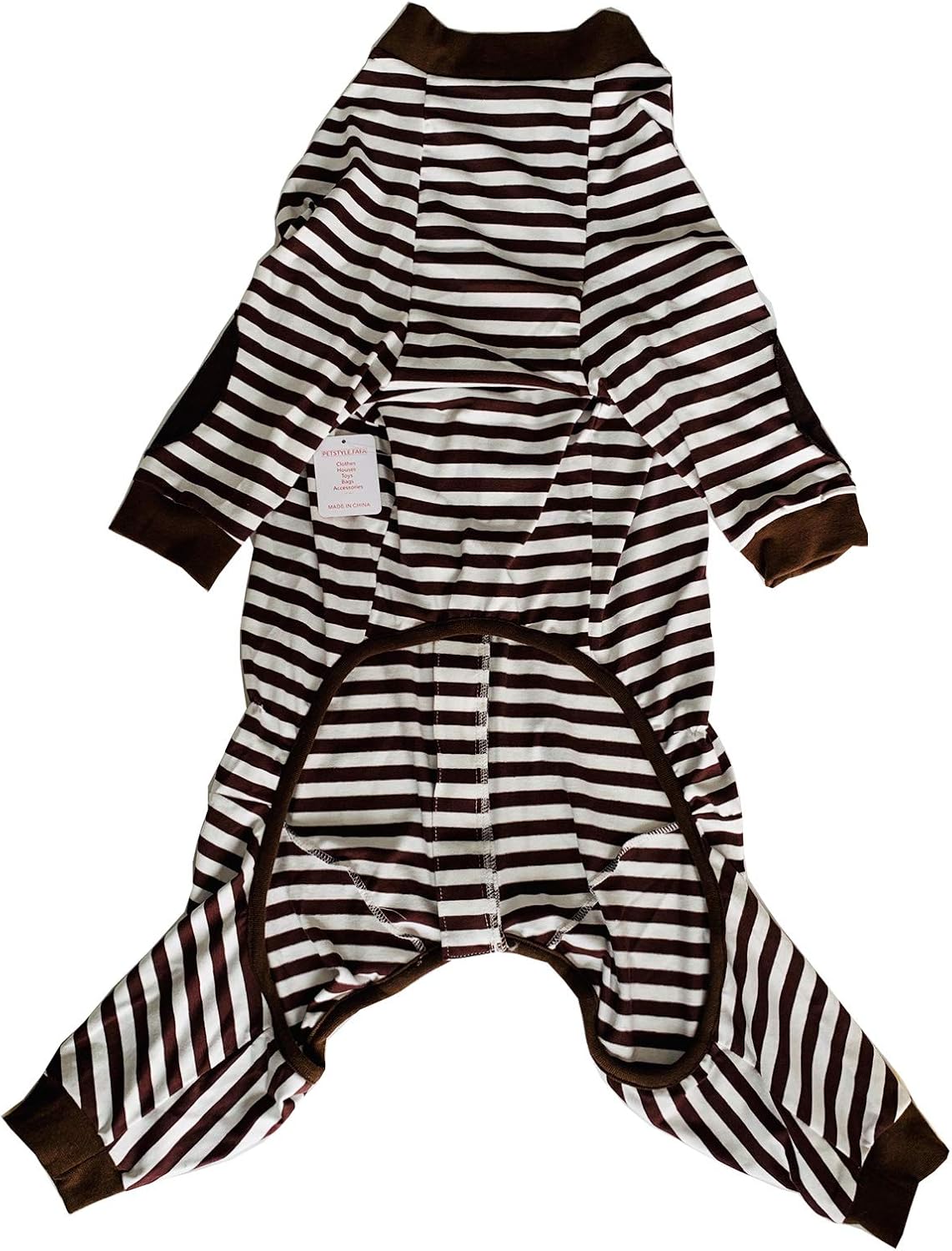 Large Dog Clothes,Dog Pajamas Soft Flexible Breathable Striped Zipper Large Dog Jumpsuit Costume Apparel for Medium Dogs Large Dogs Brown - Image 4
