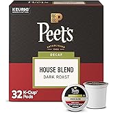 Peet's Coffee Coffee Pods, Dark Roast, Decaf House Blend, 32 K Cups