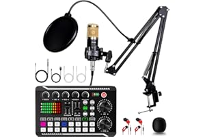 ALSO GO Podcast Equipment Bundle, Podcast Equipment with BM-800 Microphone(Gold) & F998 Sound Card, Recording Studio Equipment for Podcasting, Singing, Gaming, and Live Streaming YouTube Tiktok
