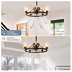 KINGTORO 24" Chandelier Ceiling Fans with Lights