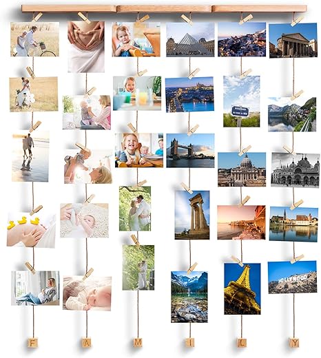 Love Kankei Family Bilderrahmen Collage Fotorahmen Holzbilderrahmen Mit 30 Kleinen Holzklammern Gedenktag Wie Geburtstag Hochzeit Weihnachten Usw Amazon De Kuche Haushalt Wohnen