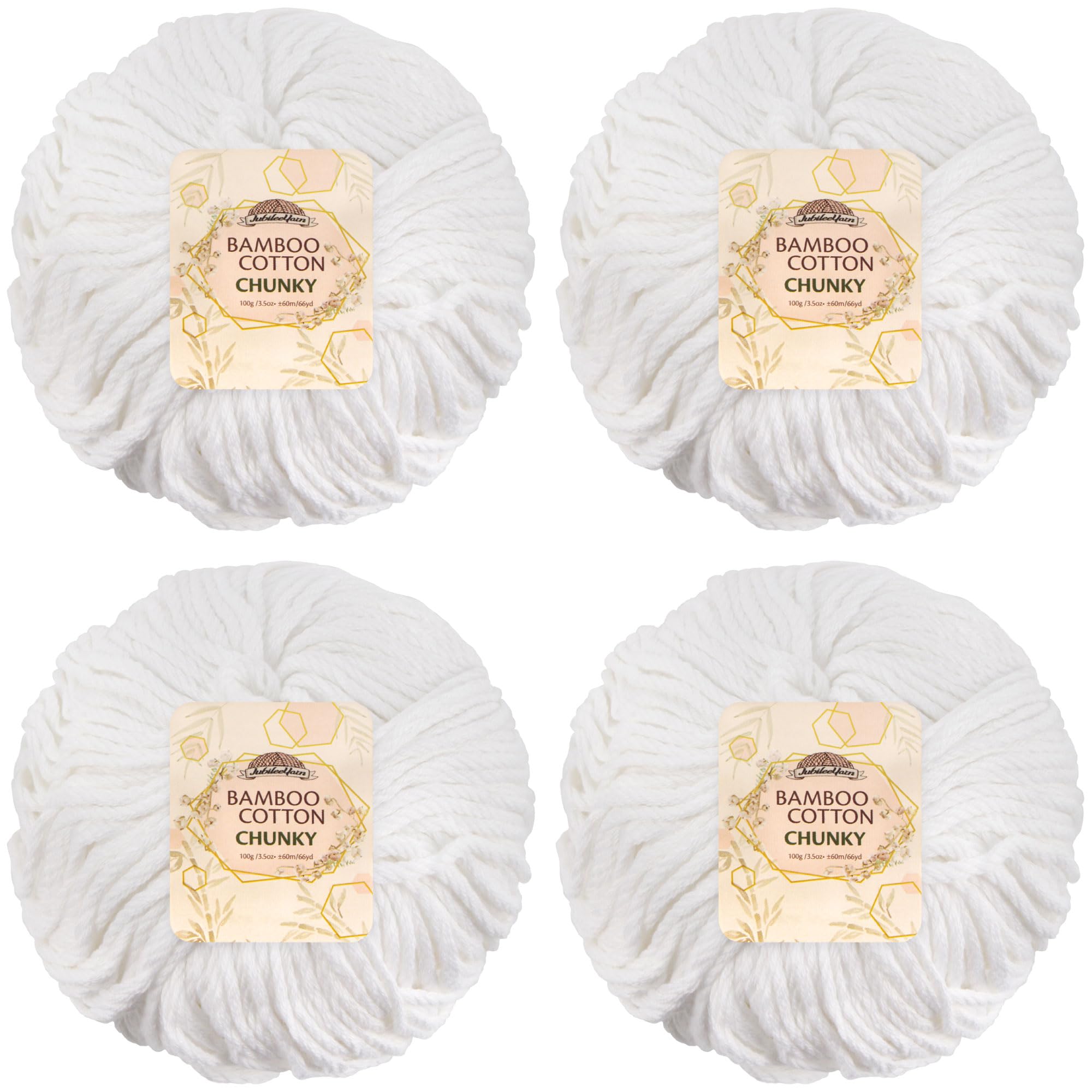 JubileeYarn Bamboo Cotton Chunky Yarn - 100g/Ball - Cotton White - 4 Balls — image 1