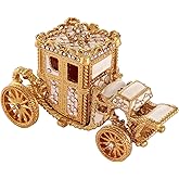 QIFU White Royal Carriage Mini Jeweled Trinket Box with Hinged, Unique Gift for Family