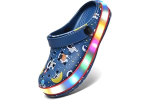 XPKWS Toddler Kids Clogs Boys Girls LED Garden Shoes Light up Sandals Slip on Quick Dry Beach Slippers
