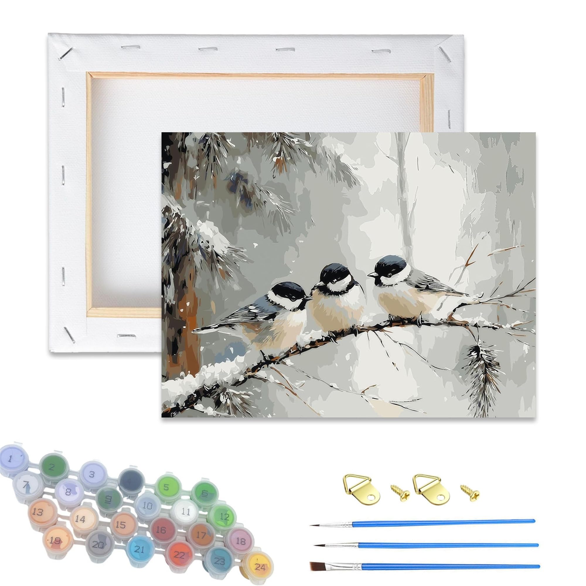 DSFEFV Wooden Framed Paint by Numbers Kits for Adults,DIY Painting Kit on Canvas, Color by Numbers Acrylic,Adult Paint by Number for Wall Decor and Gifts (Bird)