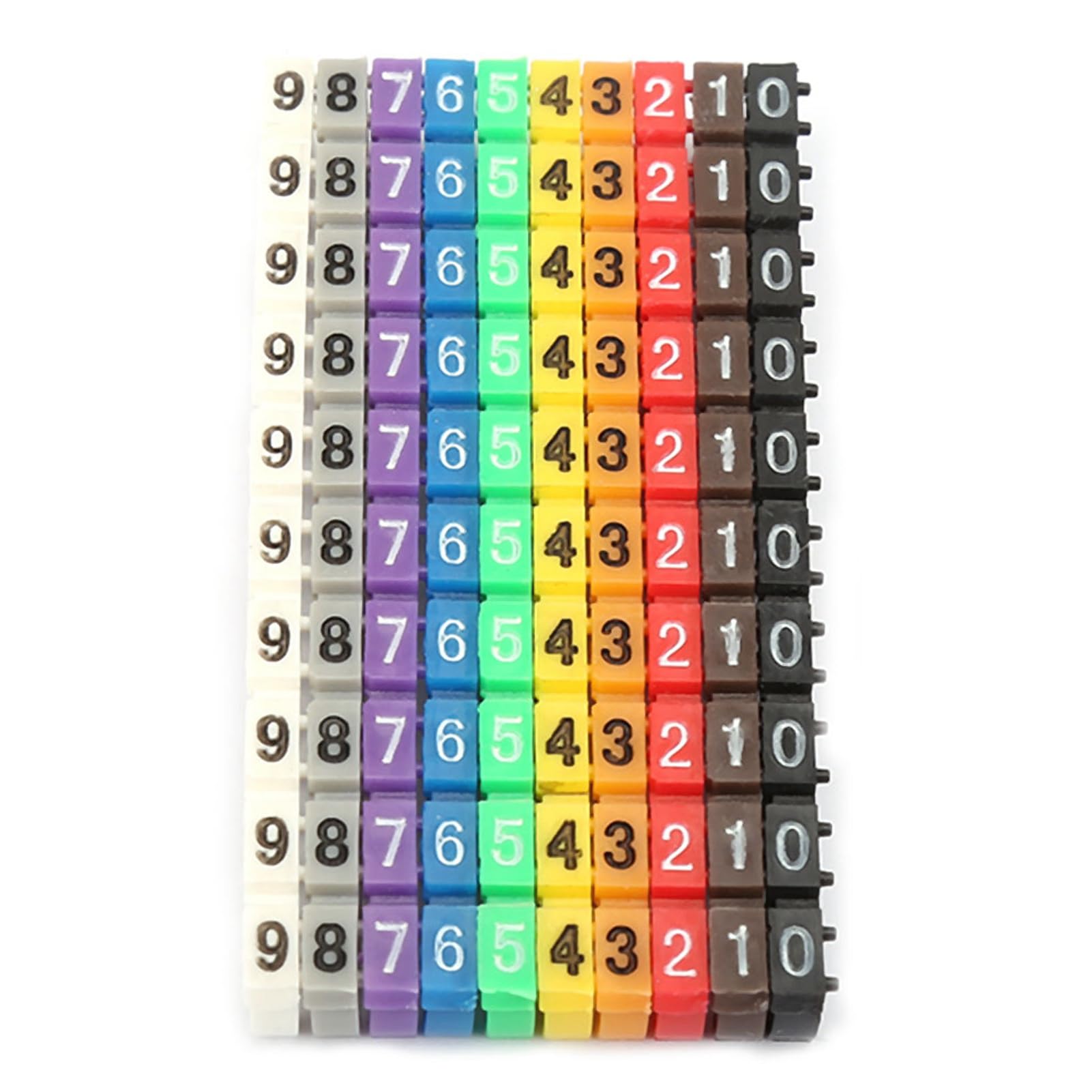 ZAWELIYO 100PCS KCM-2.5MM 2.5 square Plastic Wire Numbering Marker Cable with Bright Colors abnd Clip-on Design, Colorful Cables for Cables 0.75~1.5mm² Diameter