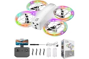 ETERFUN Mini Drone for Kids and Beginners With Cool LED Light - Drone with Camera 1080HD, 3D Flip, Altitude-Hold, Headless Mode, 3 Speed Modes, Easy to fly Kids Gifts Toys With 2 Batteries for Boys and Girls(White)