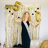 Dimetey Silver Gold 50 & Fabulous Sash Rhinestone Tiara 50th Birthday Set view 5