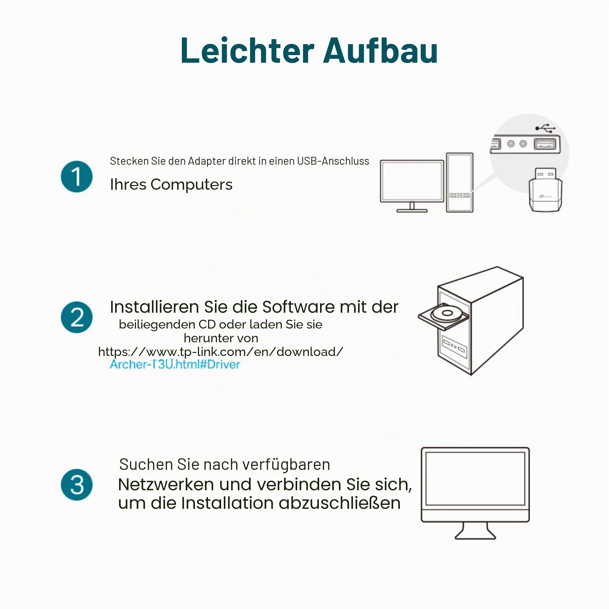 TP-Link Archer T2U AC600 USB WLAN Stick Adapter (433MBit/s 5GHz, 200MBit/s 2,4GHz, WPA und WPA2-Verschlüsselungs-Standard, Unterstützt Windows 11/10/8.1/8/7/XP, Mac OS 10.15 und früher) schwarz/Gold 7