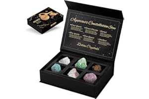 AOVILA Aquarius Crystals Gift Set, Zodiac Signs Healing Crystals Birthstones with Horoscope Box Set Astrology Crystals Aquarius Healing Stones Gifts