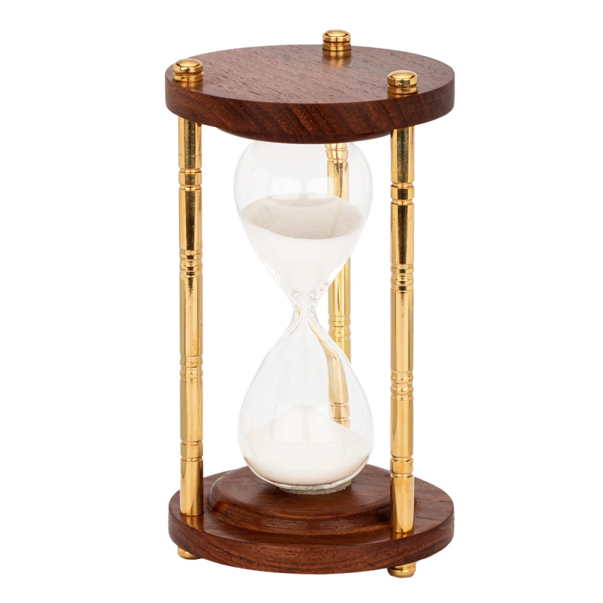NKlaus Nautical Hourglass 5 min 3 Columns Brass / Wood 15 x 9 cm Hourglass Maritime Decoration 14986