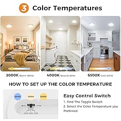12Pack LED Flush Mount Ceiling Light, Dimmable