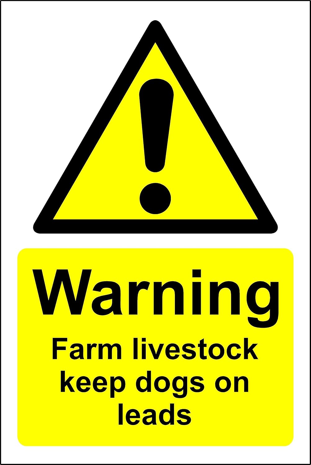 Warning farm livestock keep dogs on leads safety sign 1.2mm Rigid