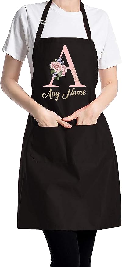 Personalised Apron Custom Initial Name Baking BBQ Grill Kitchen Cooking Gift