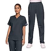Cherokee Women's Scrub Set V-Neck Dolman Sleeve Top & Pull-On Cargo Pant with Elastic Waist & Fade Resistant Fabric -CK00043C