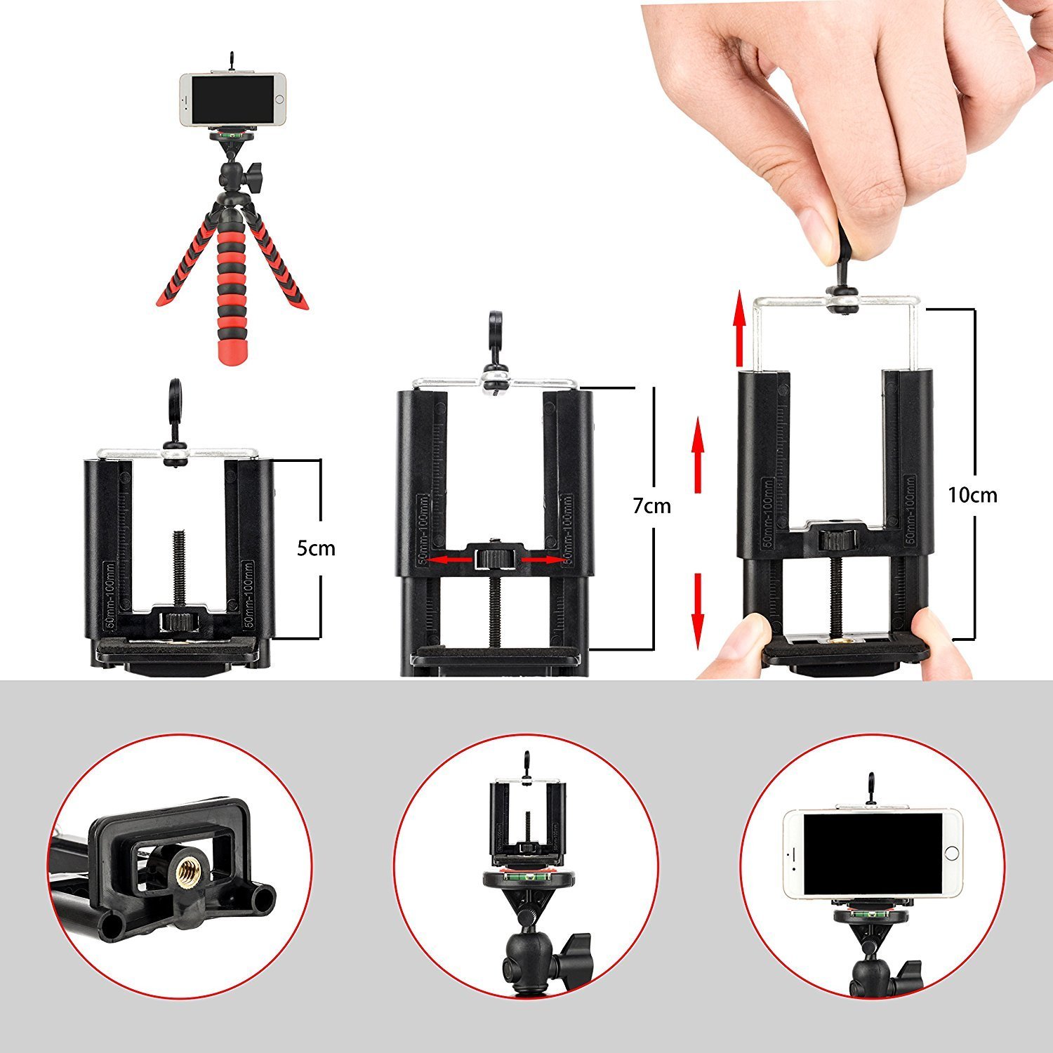 Tairoad Trípode flexible de 12 pulgadas con la pierna plegable y Smartphone libre y adaptador del montaje de Gopro El mejor trípode del recorrido (rojo + negro) …