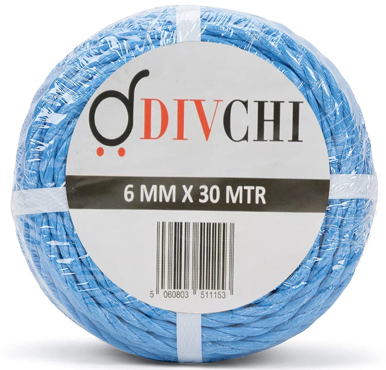 DIVCHI Tarpaulin Polypropylene Blue Rope Coil String Climbing Traction Tying Rope Washing Line for Camping Garden Garage Clothesline & Industrial (6mm x 30m)