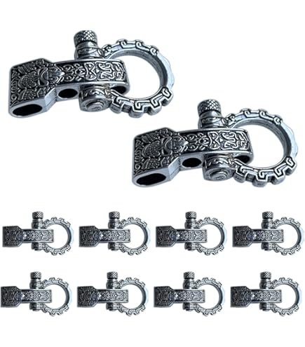 SU LIFE Lot de 10 boucles en métal pour paracorde - Fermoir à vis - Ancre - Ancre réglable - Pour bracelet et ceinture - Noir - Taille M, Noir, Moyen