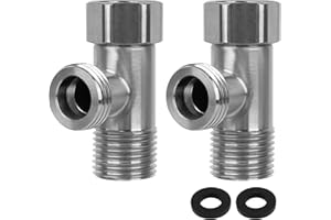 LUEXBOX 2Pack Solid Brass G1/2" 3 Way Diverter Valve - Hose Fitting Tee, 3 Way Shower Diverter Valve, T Shape Adapter Connector for Angle Valve Hose, Bath Shower Arm, and Toilet Bidet Sprayer Faucet