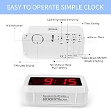 KWANWA Cordless Digital LED Alarm Clock 1.2" Display AA Battery Operated White view 6