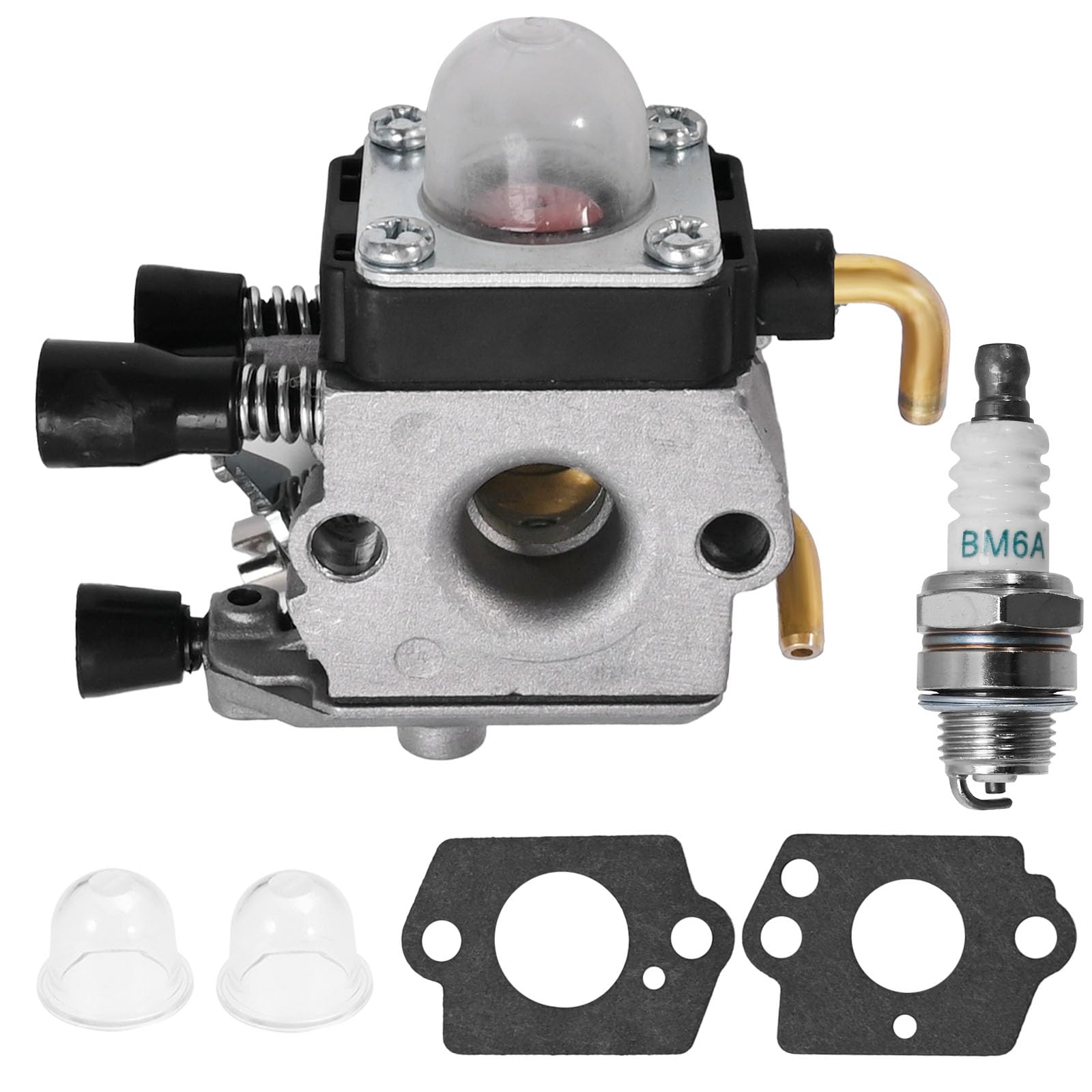 Hoypeyfiy C1Q-S97 Carburetor Replacement for FC55 FC75 FC85 FS38 FS45 FS45C FS46 FS55 FS55C FS55R FS76 FS80 FS85 HL45 HS45 HS75 with Primer Bulbs Spark Plug