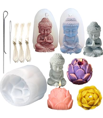 3Pcs Buddha Silicone Molds For Candles & Resin | Religious Candle Making, Soap Molds For DIY Crafts - White