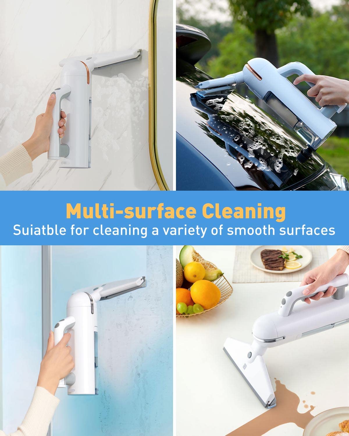 Window Vacuum Squeegee, Cordless Window Vacuum 3 in 1 Window Vac Window
