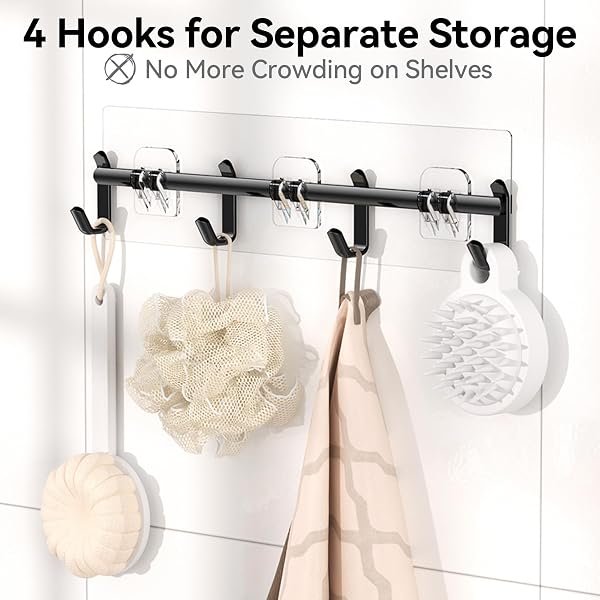 YASONIC SHOWER CADDY ADHESIVE, RUSTPROOF SHOWER ORGANIZER WITH SOAP HOLDER, LARGE CAPACITY SHOWER SHELVES FOR INSIDE SHOWER, NO DRILLING BATHROOM ORGANIZERS AND STORAGE FOR HOME DECOR 6 PACK BLACK