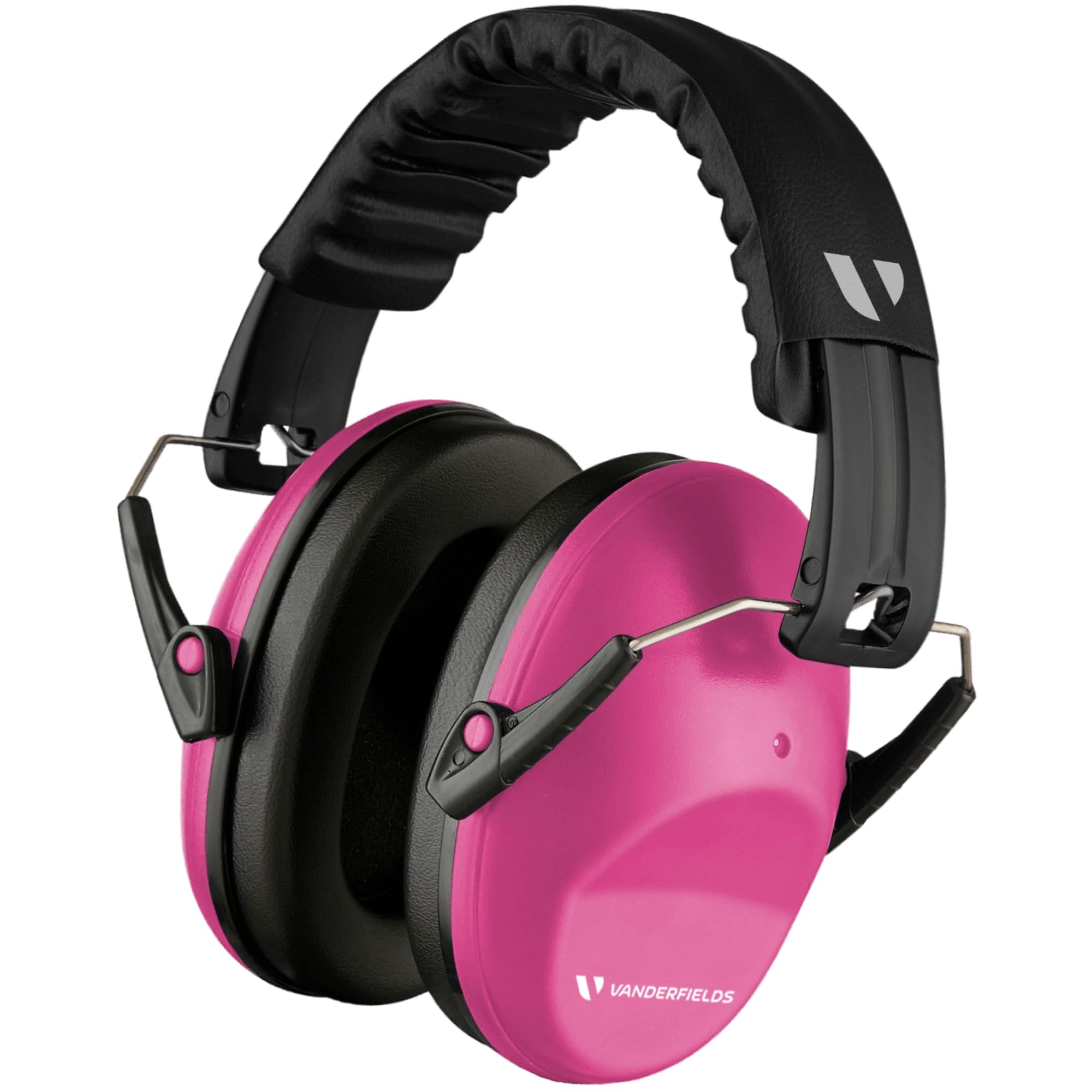 Vanderfields Premium Hearing Protection Ear Defenders - Broad Spectrum Sound Reduction 33 dB at 2K Hz Noise Cancelling - Headset Safety Noise Cancellation - Headphones Kids 3-12 - Pink Rose