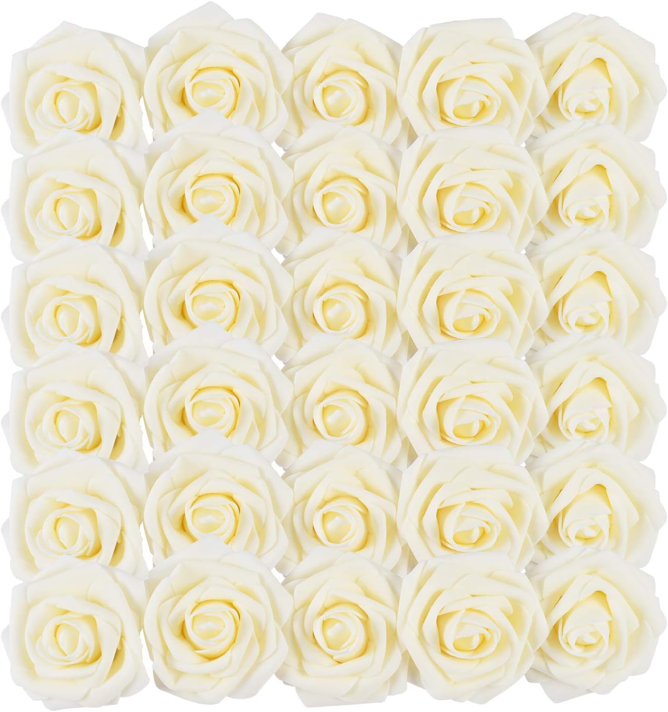 Homcomodar Artificial Flowers Champagne Rose 50pcs Real Looking Fake Rose with Stem for Wedding Bouquets Arrangements Party Baby Shower Home Decorations