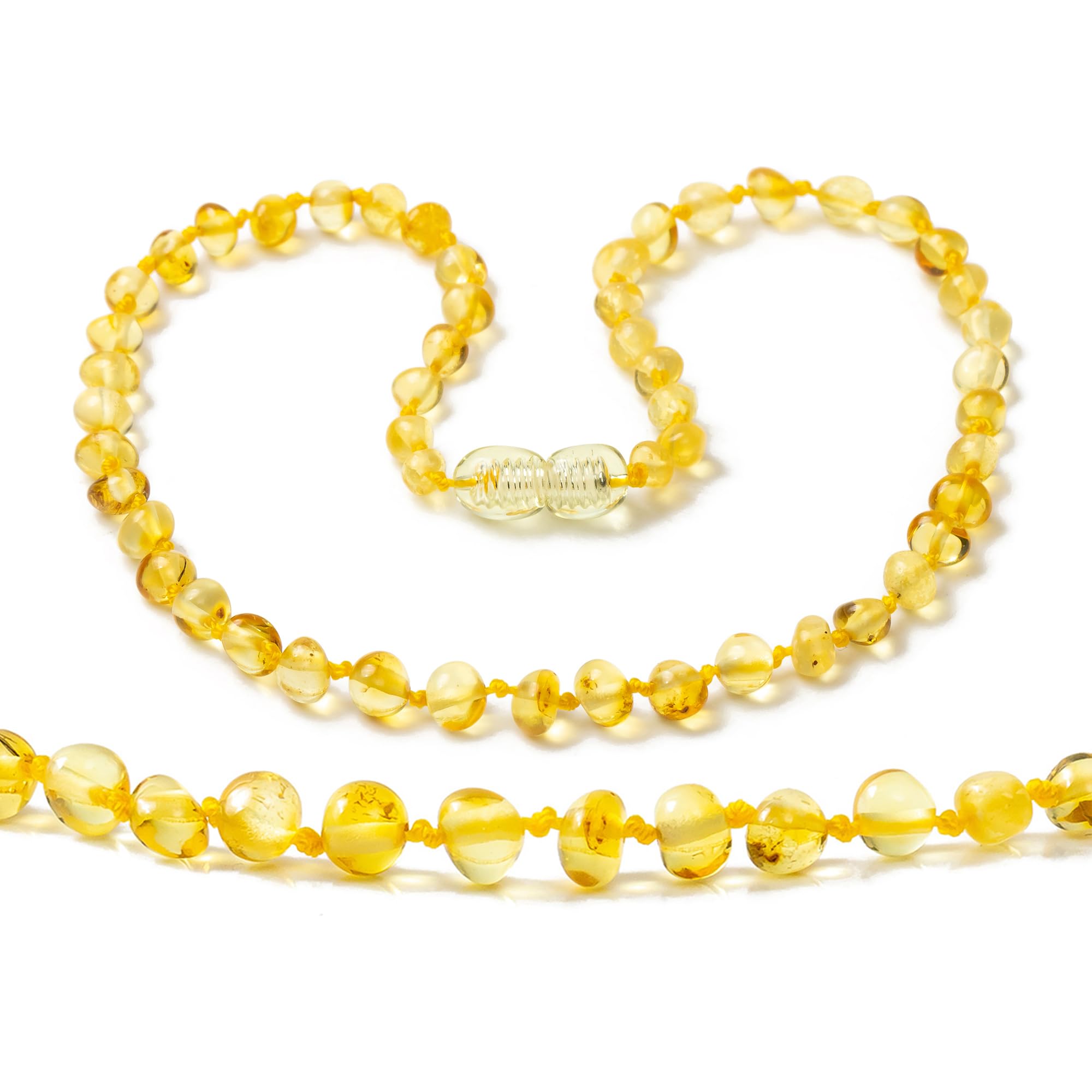 Baltic Amber Necklace Sizes 28cm - Lemon - Handmade Polished - Knotted Between Beads — image 1